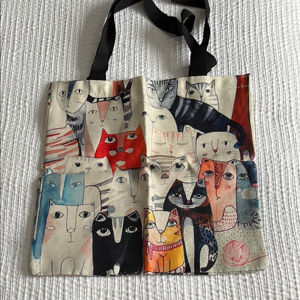 Colorful Cat Print Tote Bag